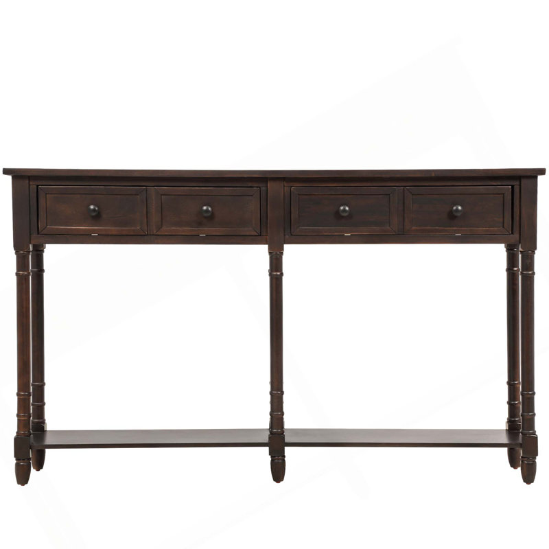 Console en bois avec 2 tiroirs et tablette inférieure Sheen, Espresso