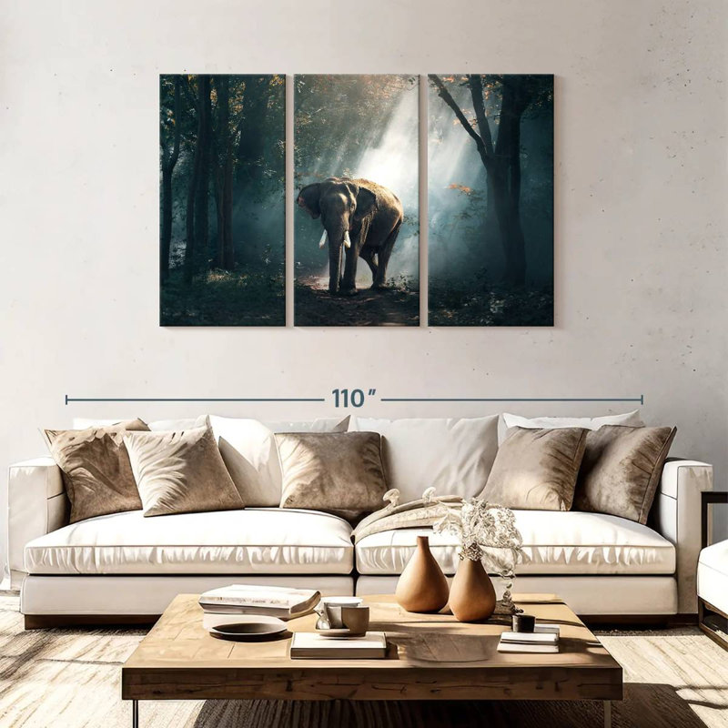 Sunlit Jungle Elephant, 48" H x 74" W