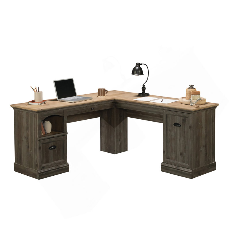 Bureau en L, finition brune