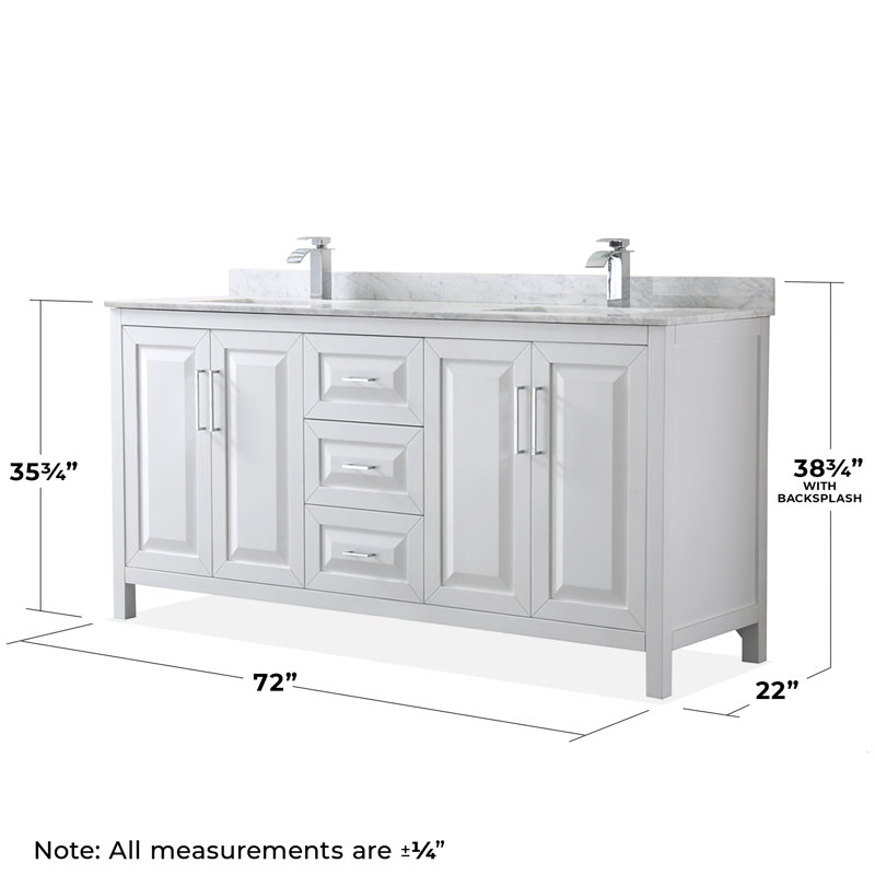 Ensemble de meuble-lavabo double 72 po Daria, Blanc, Chrome poli