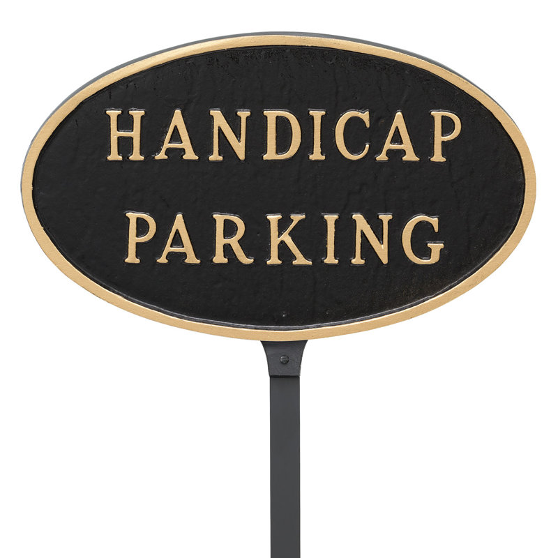 Enseigne de jardin de l’état du parking handicap, Noir / or, H 6 po x l 10 po x P 0,25 po