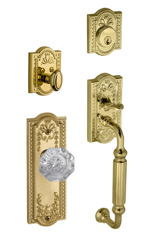 Parthenon Handleset with Deadbolt and Door and Rosette