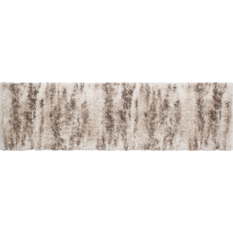 Tapis beige à poils longs Alban, Tapis de couloir 2 pi 6 po x 8 pi