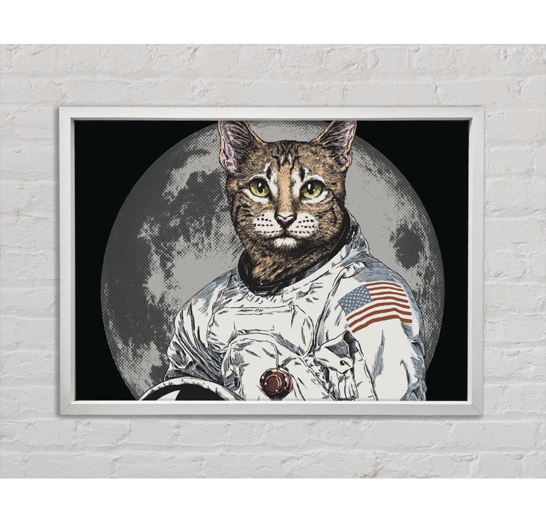 Katze Astronaut - Einzelner Bilderrahmen Kunstdrucke auf Leinwand