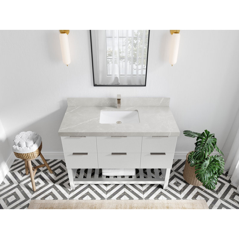 Ensemble de meuble-lavabo simple 48 po avec plateau Catalina, Gris perle