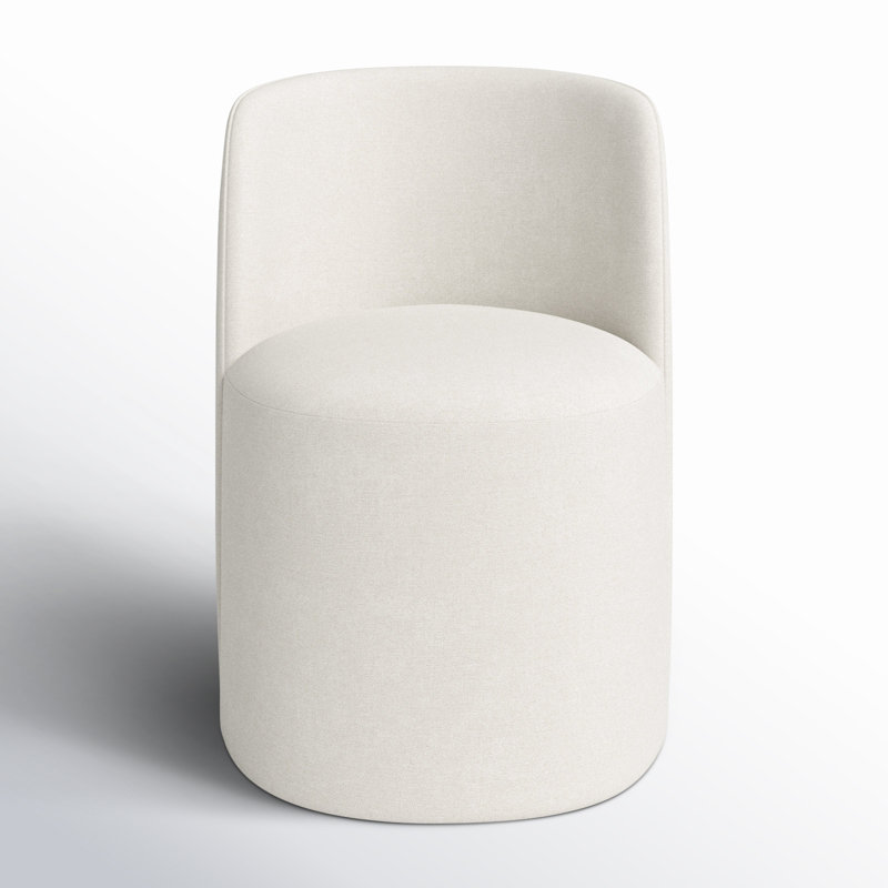 Begonia Upholstered Solid Wood Dining Chair, Zuma White Textured Linen