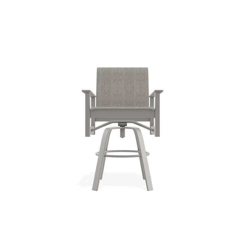Fauteuil pivotant à hauteur de barre en polymère de qualité marine Leeward Sling, Gris chaleureux, Fumée, 30"