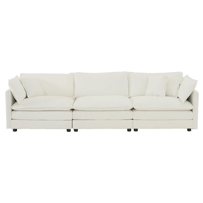 3 pièces pour le salon: 1 + 1 + 3 sièges, chenille blanche, structure en bois massif -, chaise d'appoint, trois avec construction