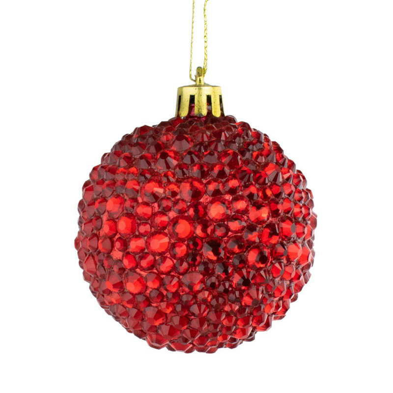 Ornement boule strass, Rouge