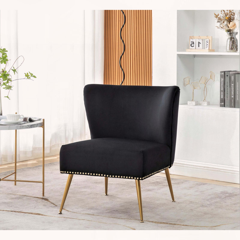 Fauteuil de chambre Keertan, Velours noir