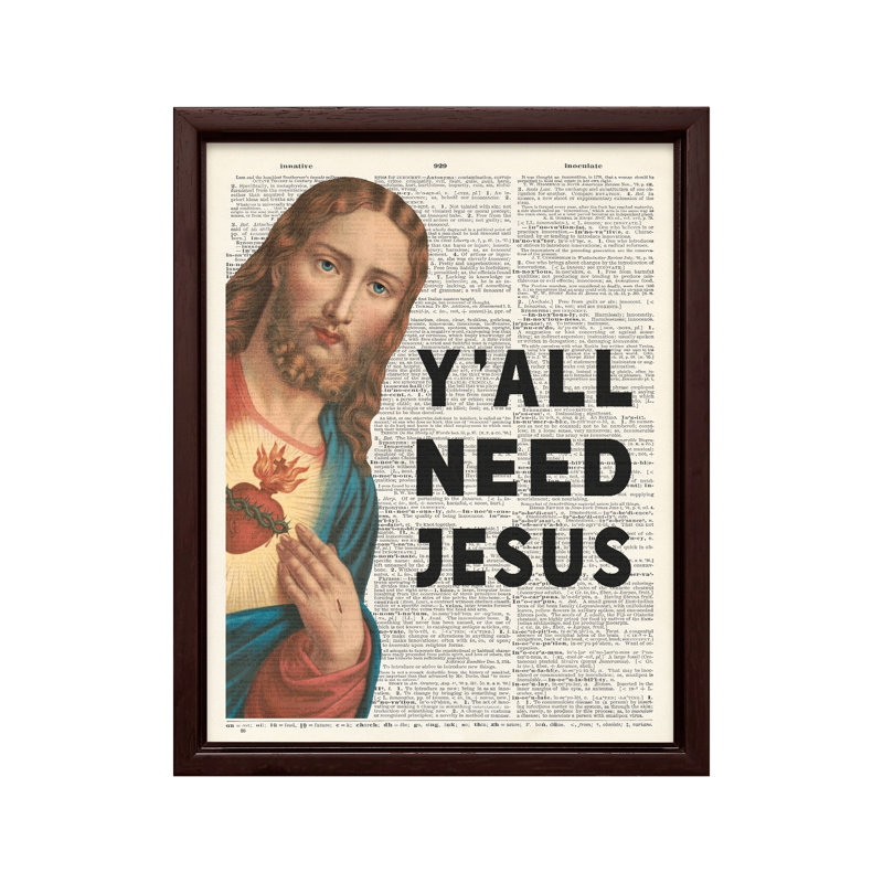 Y'all Need Jesus, Canvas, Brown Framed, 11"H x 14"W