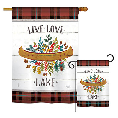 « live love lake nature », maison verticale en polyester de 2 côtés 40 x 28 po ensemble de drapeau