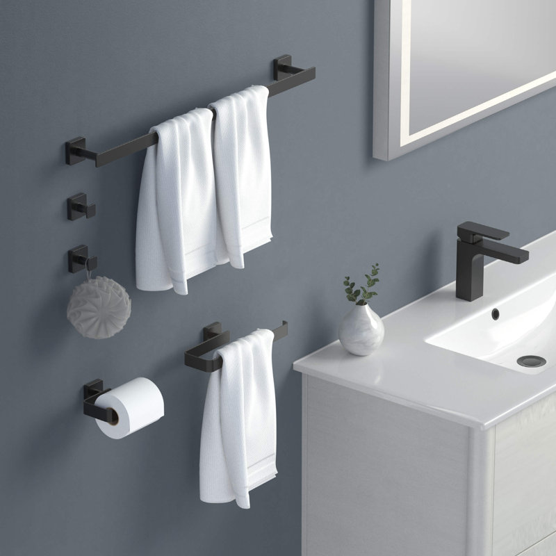 Blaze 5 - Piece Bathroom Hardware Set, Matte Black