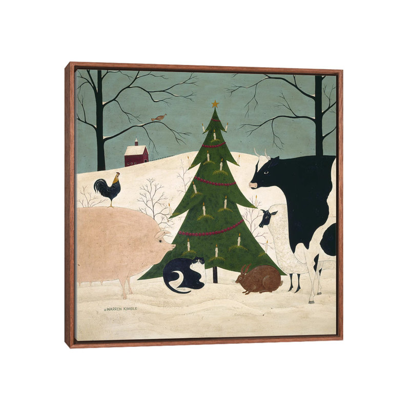 Invité de Noël - reproduction d'art murale - toile encadrée, H 37 po x l 37 po, Impression encadrée sans passe-partout, Brun