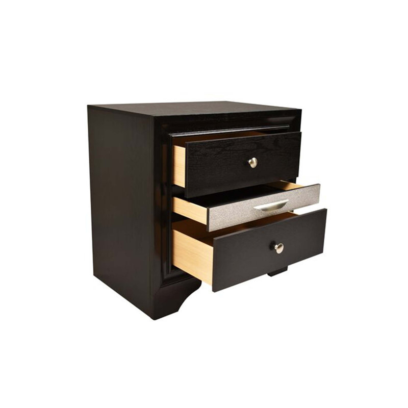 Traditional Style 3 Drawer Nightstand
