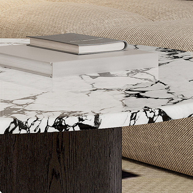 Table basse de salon de style naturel, H 13,77 po x L 39,37 po x l 39,37 po, Noir, noir, noir, noir