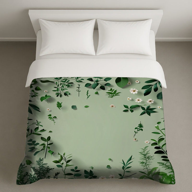 Housse de couette florale Greenery Bedding, Lit simple