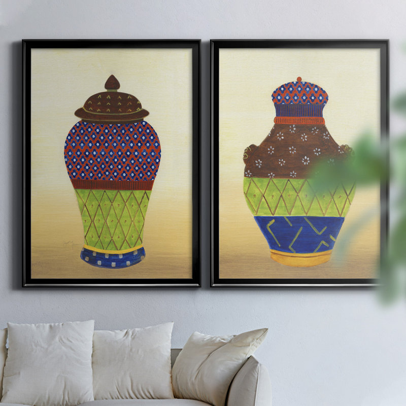 «Marrakech Urn I», ensemble de 2 reproductions d'art, H 30,5 po x l 42,5 po x P 3 po, H 31,5 po x l 47 po x P 1,5 po