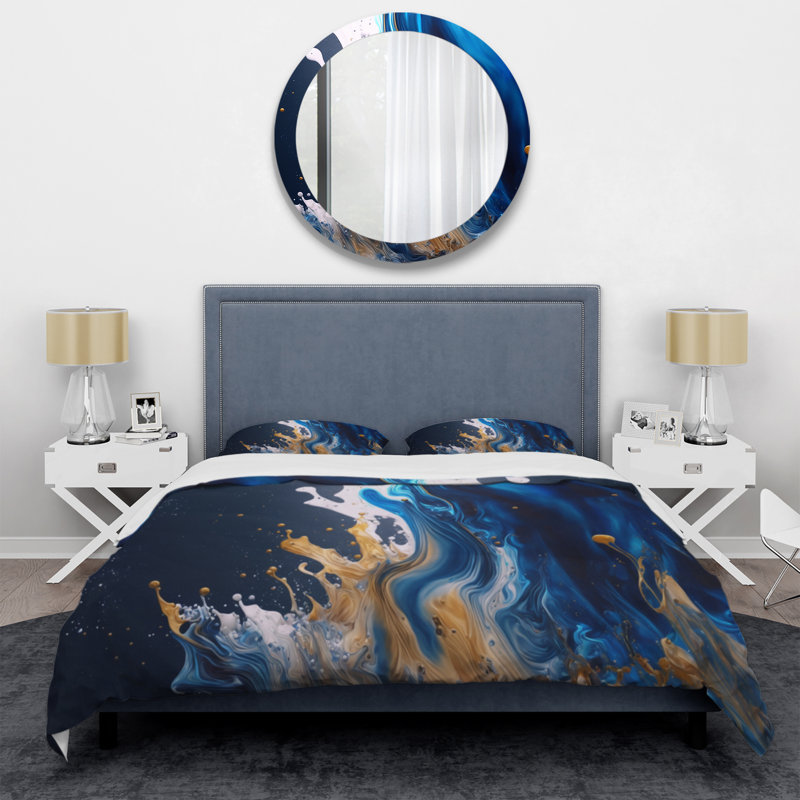 Ice Paint Splash I - Ensemble de housse de couette en spirale moderne - Polyester en microfibre