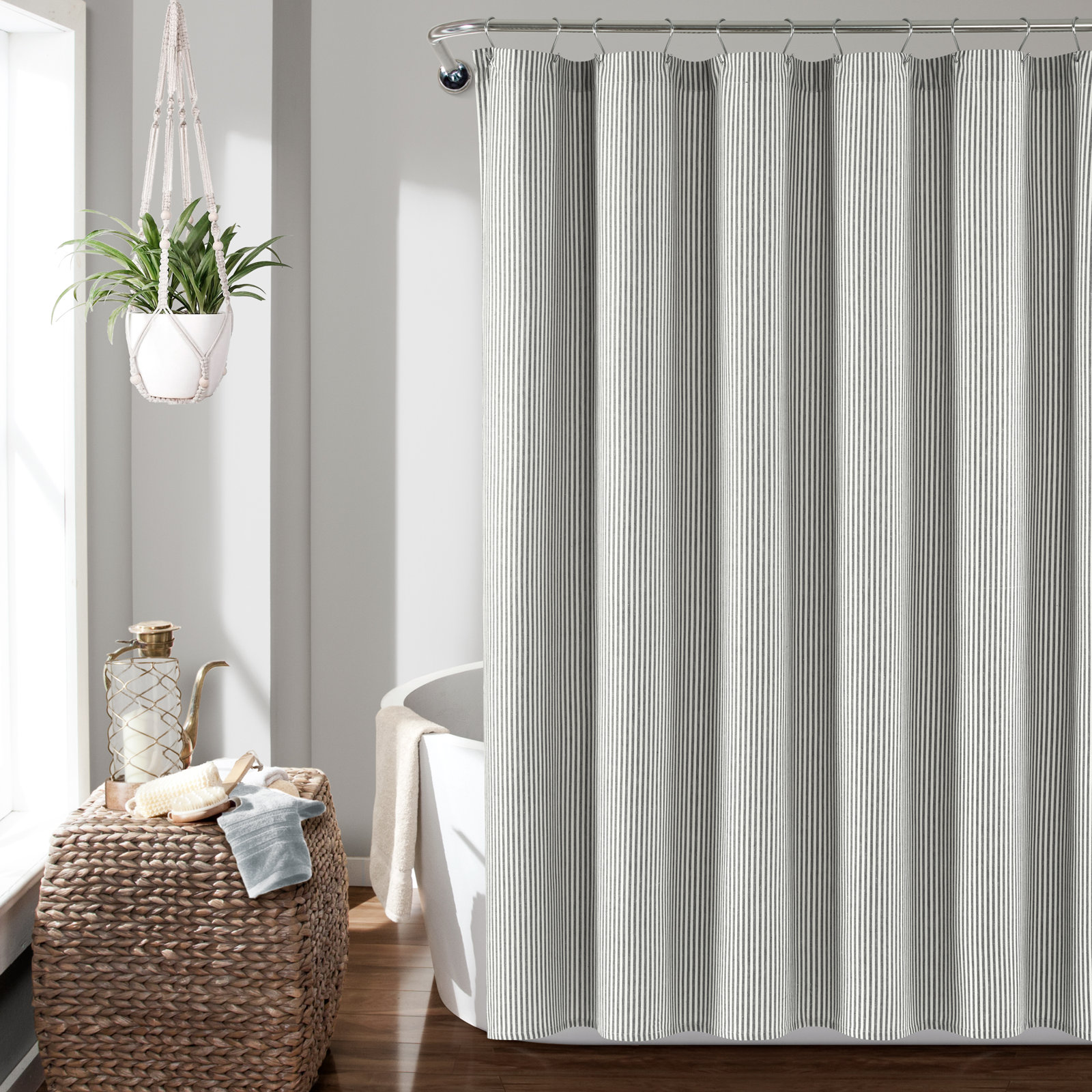 Bruno Striped Shower Curtain, Gray