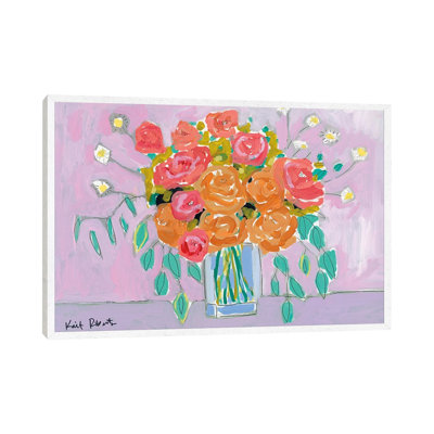Tea Roses on Lavender 1 Piece Painting on Canvas