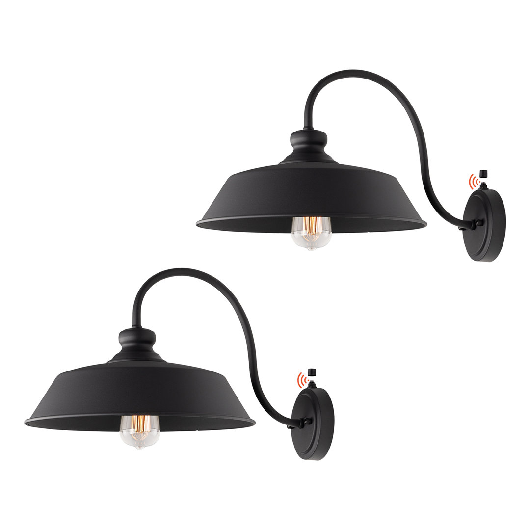 Addalin Dusk to Dawn Outdoor Wall Sconces, Exterior Farmhouse Gooseneck Barn Light (Set of 2) Breakwater Bay 