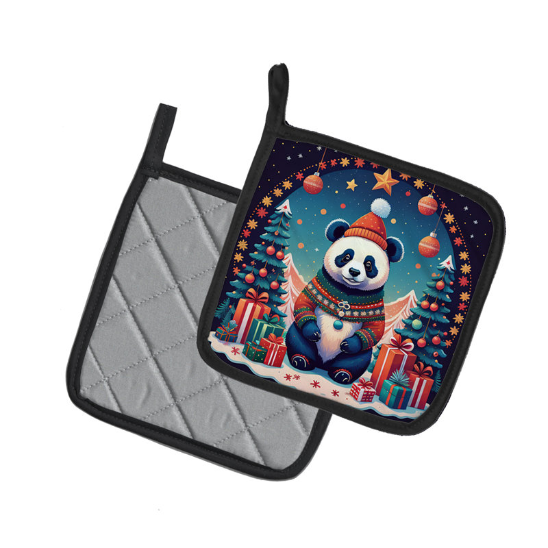Paire de porte-casseroles Panda Christmas