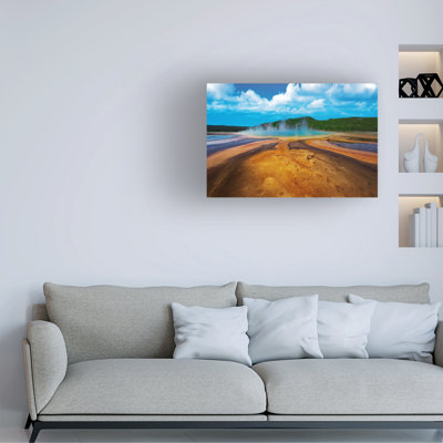 Wrapped Canvas Wall Art - Rick Berk 'Grand Prismatic Spring' Wall Art for Living Room, Bedroom, or Office Décor  - 12x19