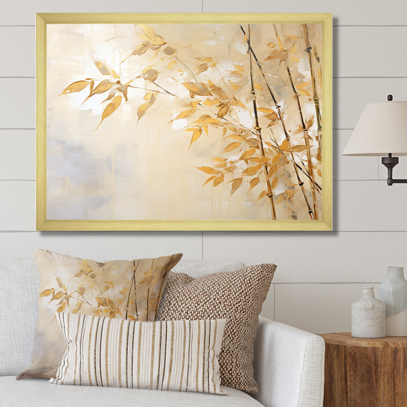 Zen Moment, impression sur toile de bambou, Encadrement doré, H 30 po x l 40 po x P 1,5 po