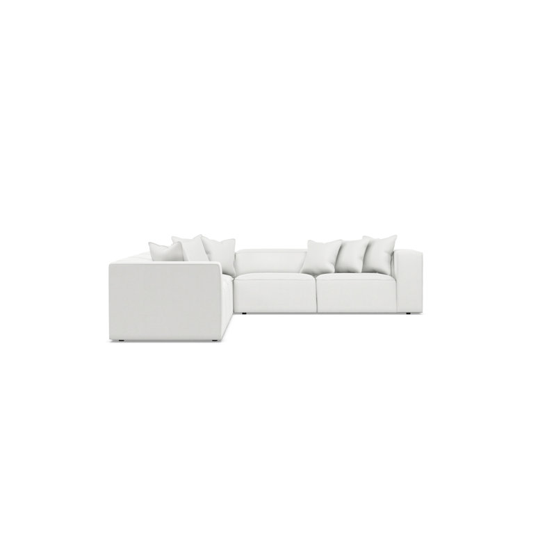 Bliss Sectional, White Polyester Blend, 28" H x 160.5" W x 123.5" D