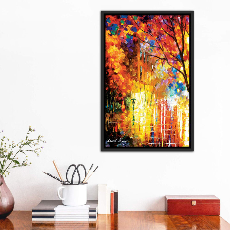 Impression de couleurs par Leonid Afremov - reproduction d'art, H 26 po x l 18 po x 1,5 po, Toile avec cadre noir patiné