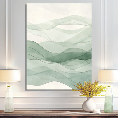 Sage Lines - Décoration murale abstraite moderne transitionnelle en métal, impression métallique moderne