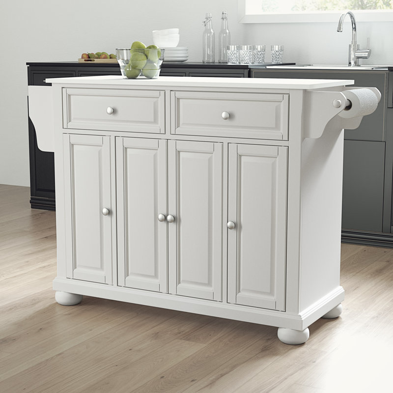 Îlot de cuisine avec plateau en granite Berry, Blanc