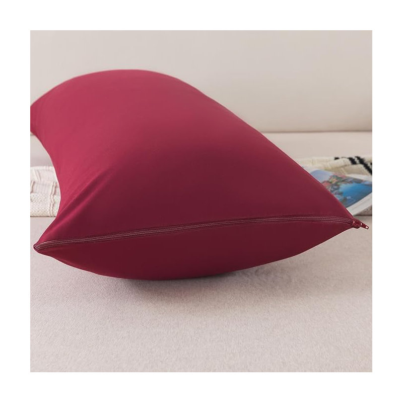 Oreiller en mousse viscoélastique avec housse en coton respirant avec fermeture à glissière, Rouge