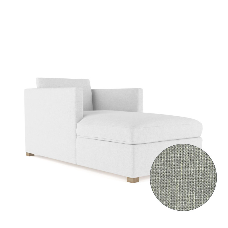 Madison Chaise Lounge, Plush Velvet Blue Print, Weathered
