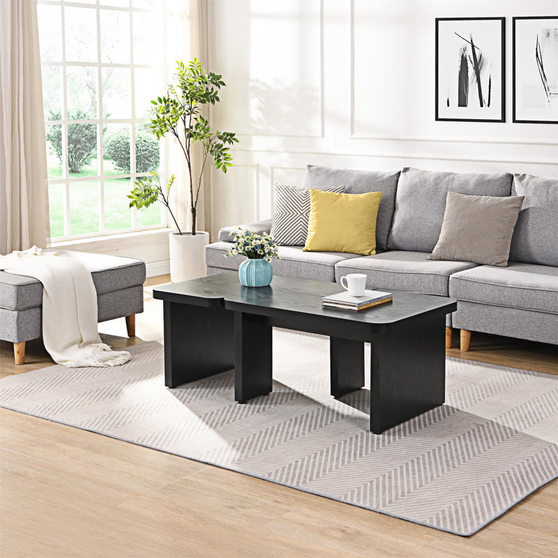Table basse rectangulaire en bois détachable, Noir