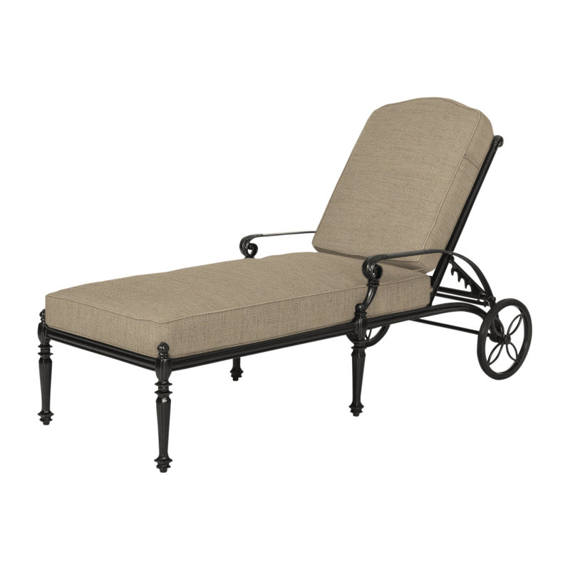 Grand Terrace Outdoor Chaise Lounge, Desert Bronze, Canvas Heather Beige Sunbrella® Canvas