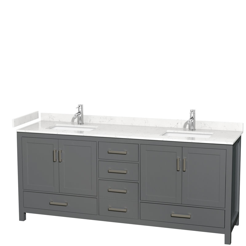 Sheffield 79" Double Bathroom Vanity Base Only, Dark Gray