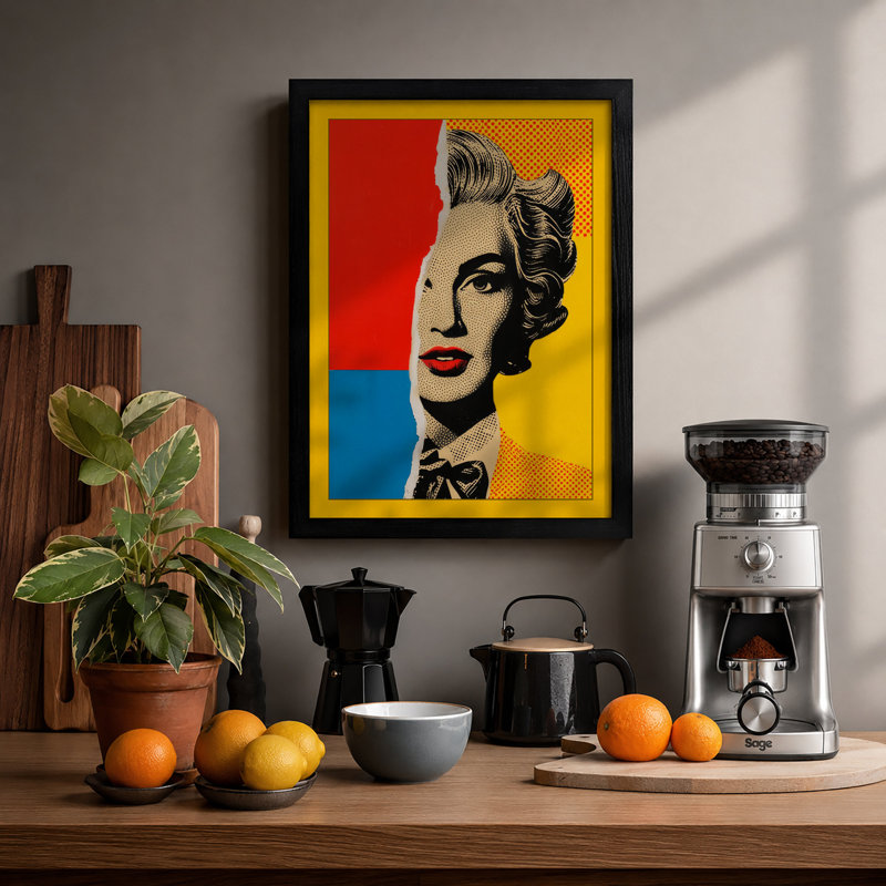 Modern Portrait Study Pop Art - Print, Black, A4 - 29.7 x 21.0 cm