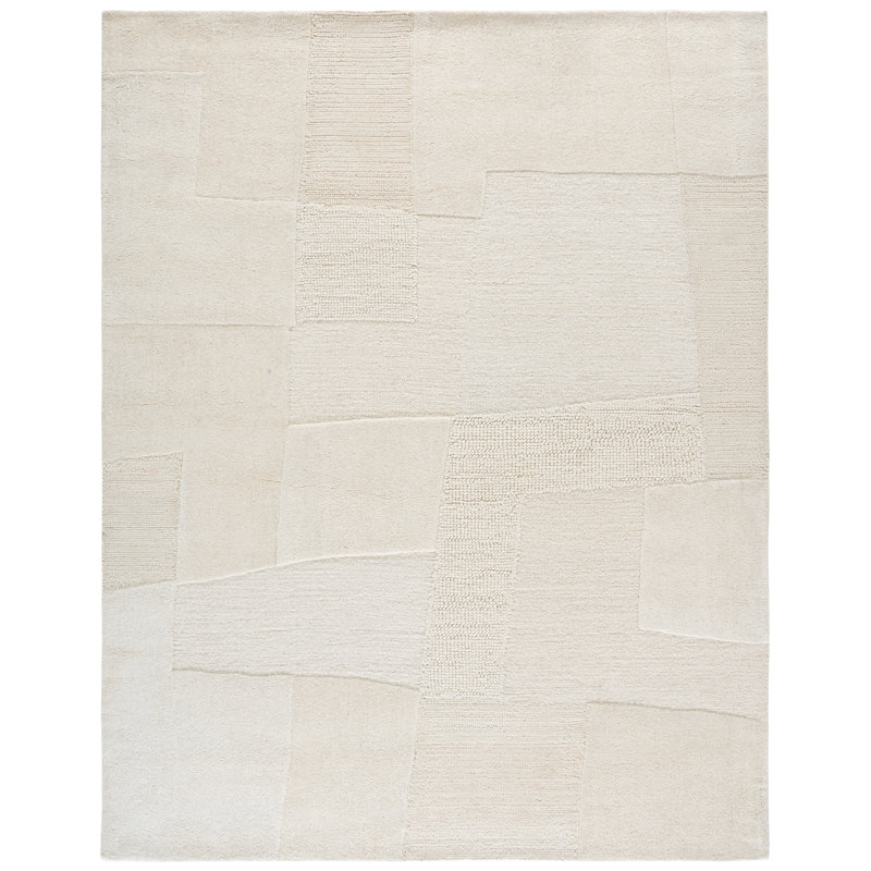 Tapis en coton touffeté à la main Manhattan en ivoire / beige, Rectangle 8 pi x 10 pi