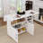 Multi-Functional Folding Table With Storage Shelves And Wheels, 47 Inch Foldable Dining Table For Small Spaces, Compact Desk For Kitchen, Dorm, Office(White)
