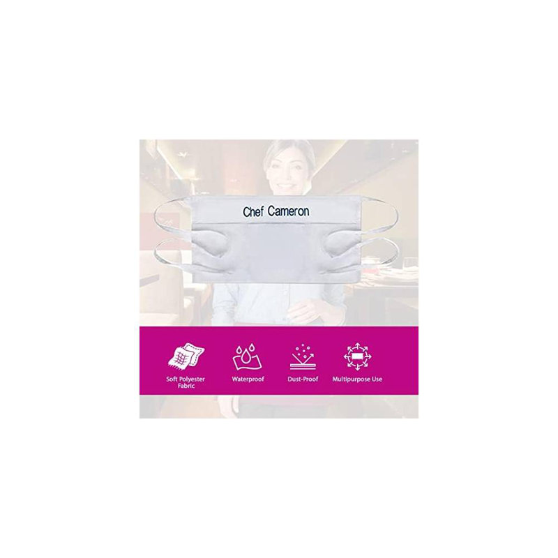 Tabliers de service personnalisés avec 3 poches - Tablier taille avec nom - Demi-tablier personnalisé, Oui, Blanc