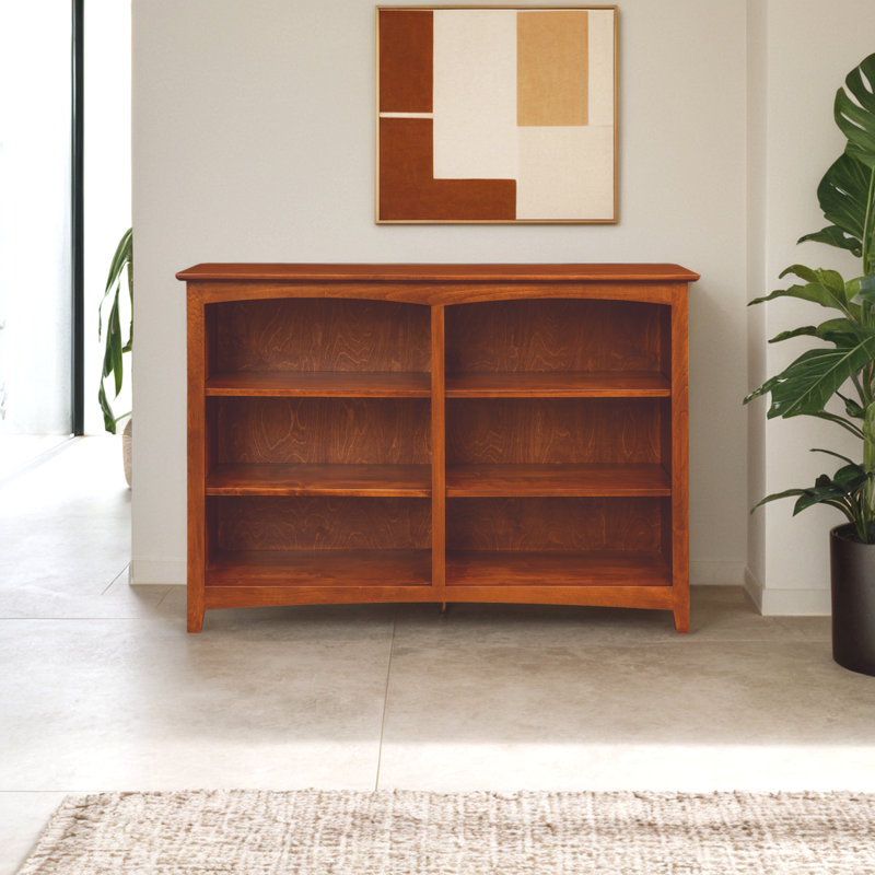 Malani Solid Wood Classic Bookcase, Antique Cherry, (3 Shelves) 36"H x 49.75"W x 12.875"D