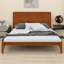 Lit plateforme en bois de bambou de style Mid-Century avec support en lattes de bois-463793096