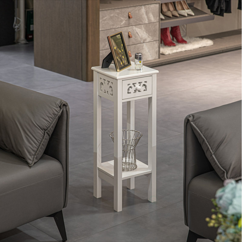Avellino End Table with Storage, White