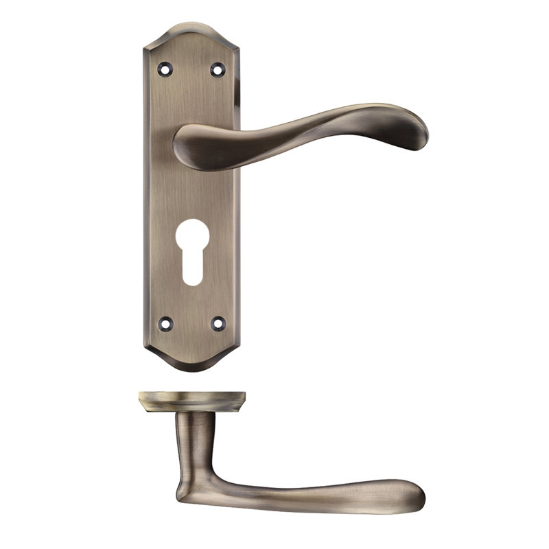 Behren Lock Door Handle, Florentine Bronze