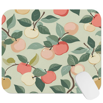 Food and Kitchen Apples Pattern IX Fruits Apple Modern Gaming Cute Office Laptop Desk Pad Gift Mat Square Rectangle Non-Slip Mousepad