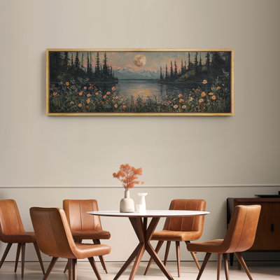 Full Moon Night Serene Landscape Oversized Framed Bedroom Wall Decorations Canvas Print
