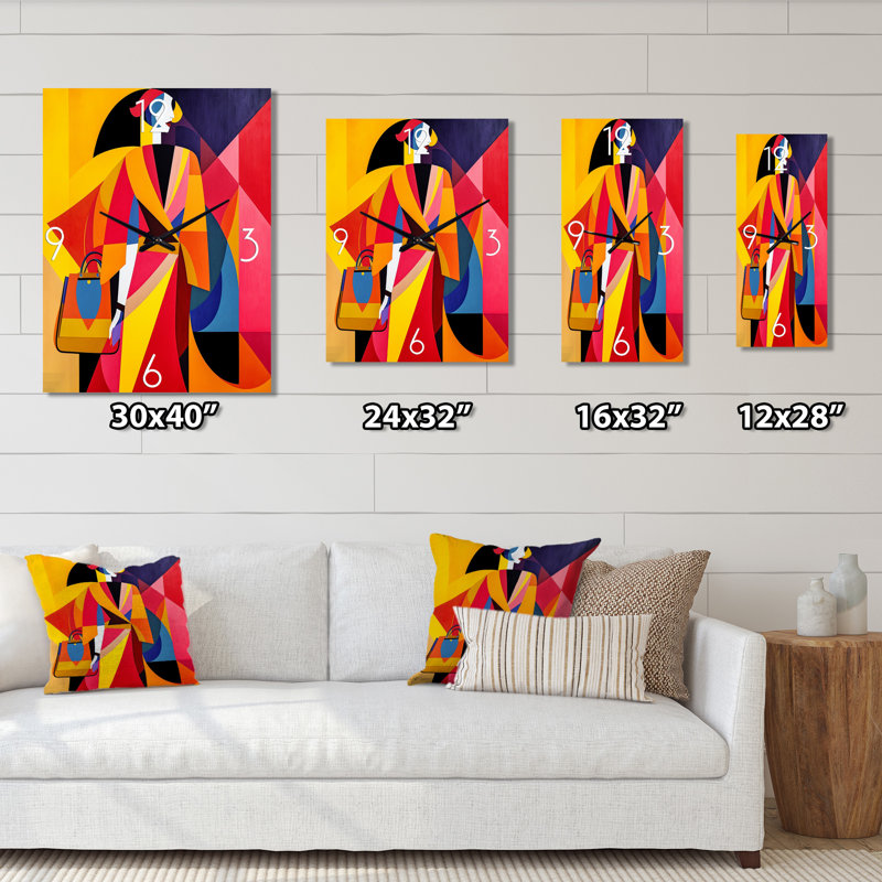 Jalencia - Horloge murale femme pop art surdimensionnée, H 32 po x l 24 po x P 1 po