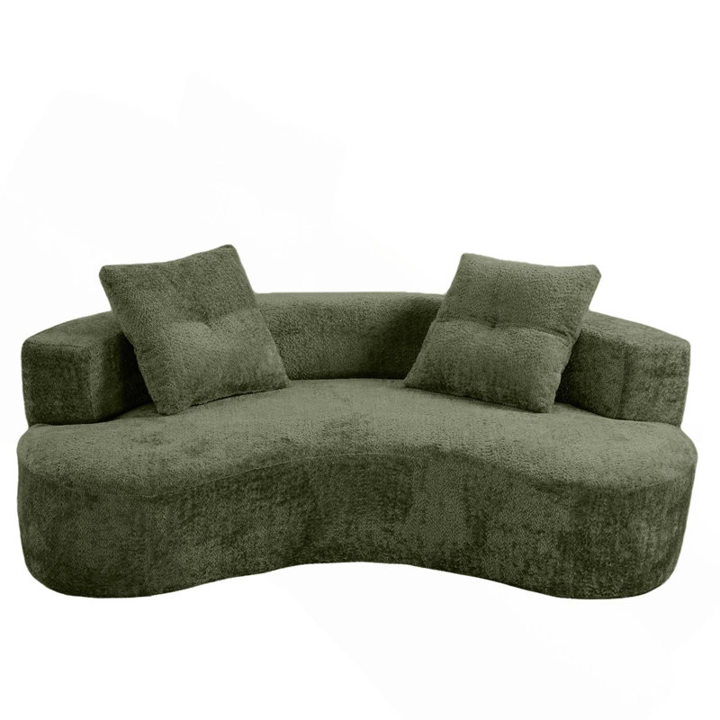 Canapé désossé avec 2 coussins sans assemblage, Green Boucle